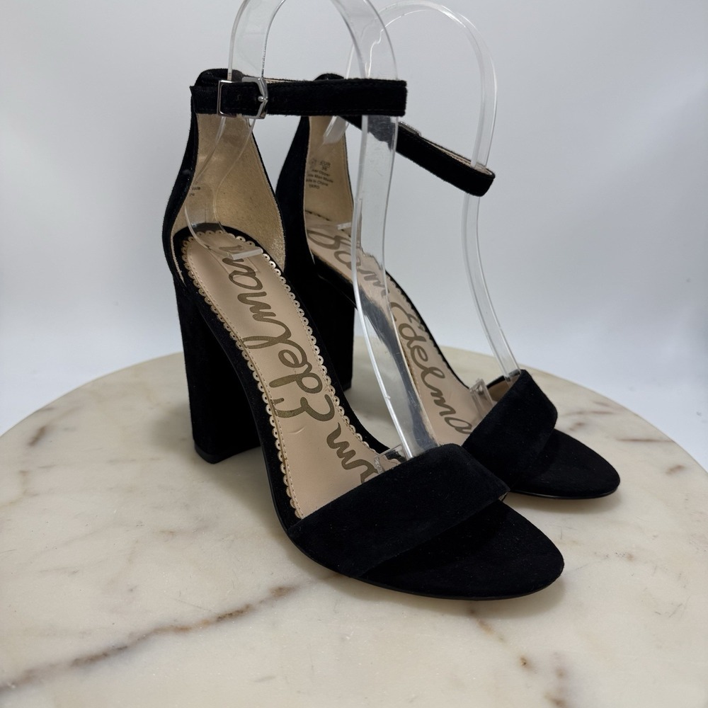 Sam Edelman Yaro Block Heel Sandal Black Suede, Size 6M